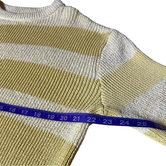 ZARA Butter Yellow & White Striped Long Sleeve Oversized Crew Neck Sweater - Picture 6 of 11